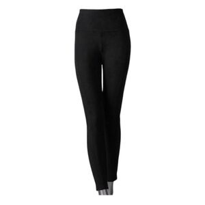 Simply Vera Wang Womens Black High Rise Faux Suede Pull On Leggings Sz L New
